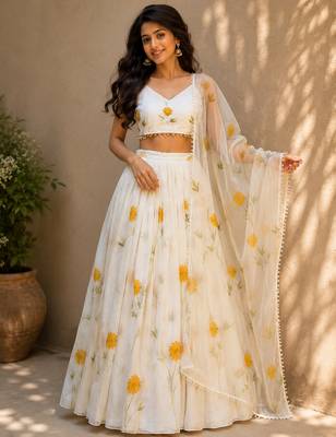 white organza lehenga choli - free size  2