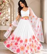 white georgette lehenga choli - free size 