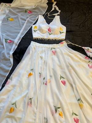 off-white georgette lehenga choli - free size  2