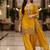 Mustard embroidered silk blend free size stiched kurta palazzo set with dupatta for women