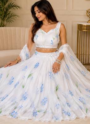 white georgette lehenga choli - free size  3