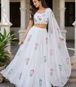 white georgette lehenga choli - free size 