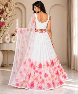white georgette lehenga choli - free size  3