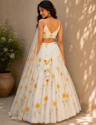 white organza lehenga choli - free size  4