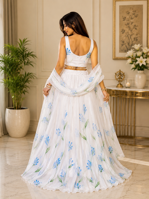 white georgette lehenga choli - free size  4