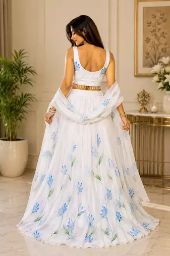 white georgette lehenga choli - free size 