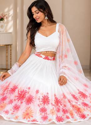white georgette lehenga choli - free size  4