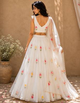 off-white georgette lehenga choli - free size  4