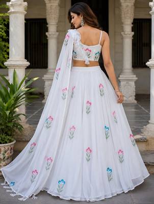 white georgette lehenga choli - free size  4
