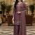 Purple embroidered silk blend free size stiched kurta palazzo set with dupatta for women