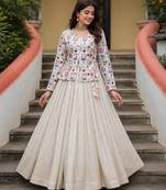 light-off-white jacquard lehenga choli - free size 