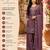 Purple embroidered silk blend free size stiched kurta palazzo set with dupatta for women