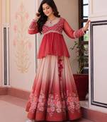 light-orange chiffon lehenga choli - free size 
