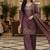 Purple embroidered silk blend free size stiched kurta palazzo set with dupatta for women