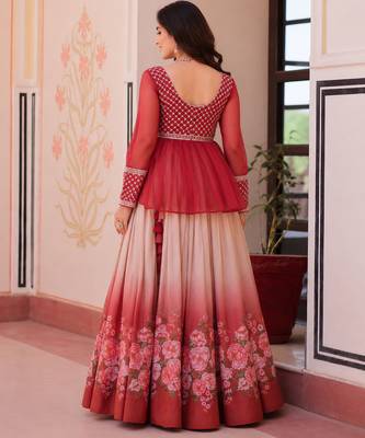 light-orange chiffon lehenga choli - free size  2