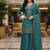 Blue embroidered silk blend free size stiched kurta palazzo set with dupatta for women
