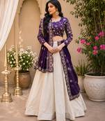 off-white jacquard lehenga choli - free size 