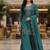 Blue embroidered silk blend free size stiched kurta palazzo set with dupatta for women