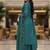 Blue embroidered silk blend free size stiched kurta palazzo set with dupatta for women
