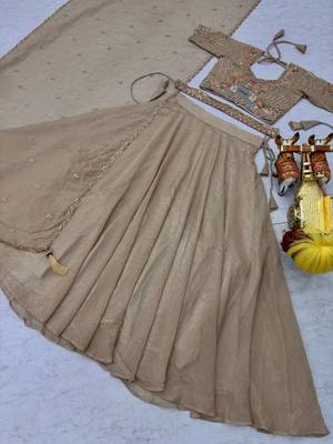 gold tissue lehenga choli 4