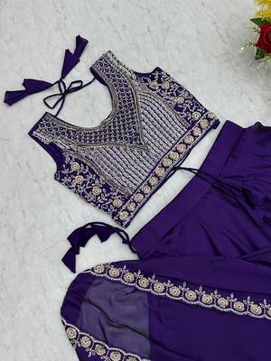 blue silk lehenga choli - free size  4