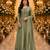 Sage green embroidered silk blend anarkali free size stiched kurta with dupatta for women