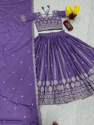 blue silk lehenga choli - free size  4