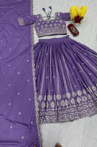 blue silk lehenga choli - free size 