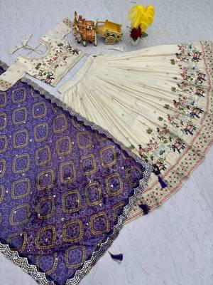 cream georgette lehenga choli - free size  4