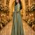 Sage green embroidered silk blend anarkali free size stiched kurta with dupatta for women