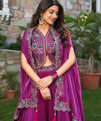 purple silk lehenga choli - free size  3