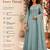 Blue embroidered silk blend anarkali free size stiched kurta with dupatta for women