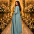 Blue embroidered silk blend anarkali free size stiched kurta with dupatta for women
