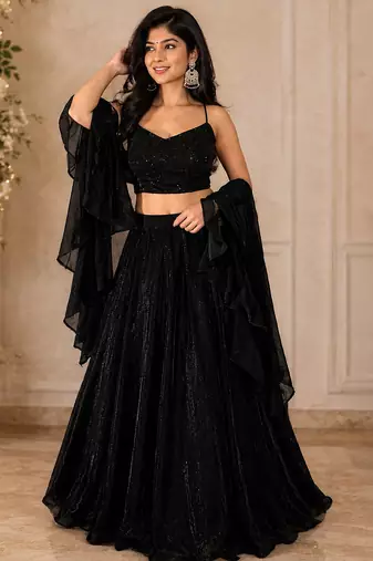 black georgette lehenga choli - free size 