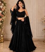 black georgette lehenga choli - free size 