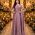 Purple embroidered silk blend anarkali free size stiched kurta with dupatta for women