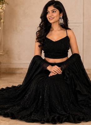black georgette lehenga choli - free size  2