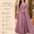 Purple embroidered silk blend anarkali free size stiched kurta with dupatta for women