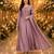 Purple embroidered silk blend anarkali free size stiched kurta with dupatta for women