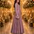 Purple embroidered silk blend anarkali free size stiched kurta with dupatta for women