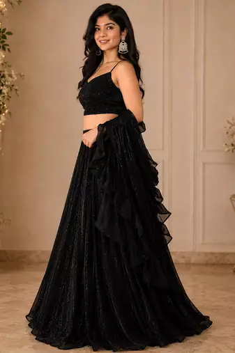 black georgette lehenga choli - free size 
