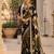 Black Color Floral Zari Weaving And Attractive Dori Piping Fitting With Hand Dyeing Chainya Tissue Shimmer Saree