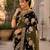 Black Color Floral Zari Weaving And Attractive Dori Piping Fitting With Hand Dyeing Chainya Tissue Shimmer Saree