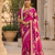 Pink Color Floral Zari Weaving And Attractive Dori Piping Fitting With Hand Dyeing Chainya Tissue Shimmer Saree