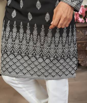 wedding silk fabric with embroidery and printed work kurta payjama 3