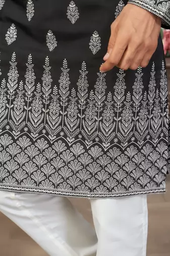 wedding silk fabric with embroidery and printed work kurta payjama