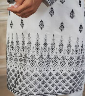 wedding silk fabric with embroidery and printed work kurta payjama 3