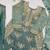 teal blue embroidered silk blend sharara suit set with zari work dupatta