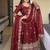maroon silk blend embroidered anarkali gown with scalloped dupatta
