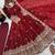 maroon silk blend embroidered anarkali gown with scalloped dupatta